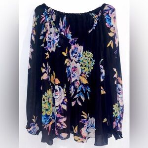 Melissa Paige Romantic Floral 💐Blouse Black Multicolor 2X